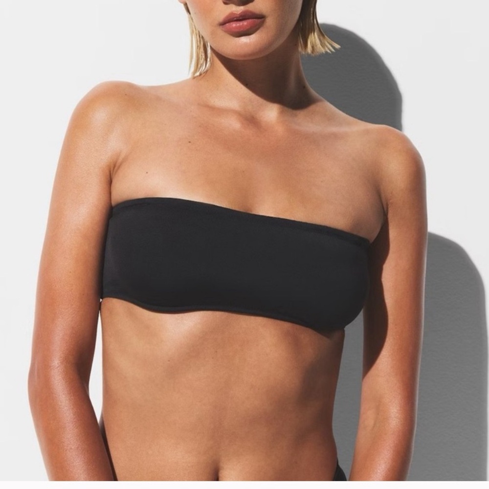 SKIMS SIGNATURE SWIM BANDEAU BIKINI TOP in onyx XS NWT